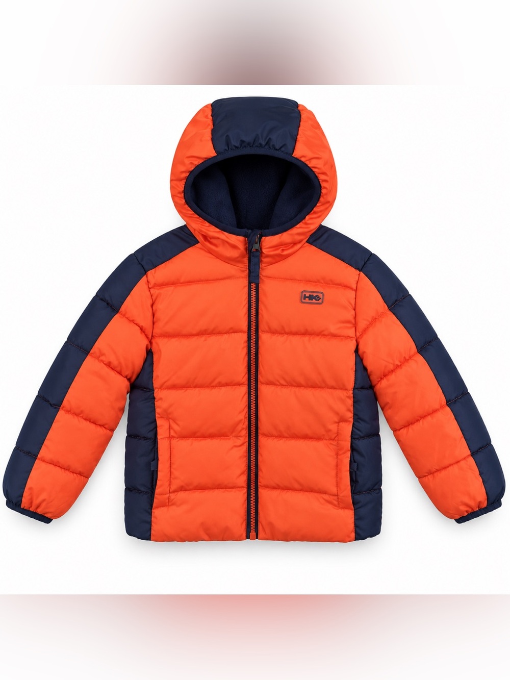 Hawke & Co Boys Hooded Puffer Jacket Orange Navy Colorblock Retro Ski 4T